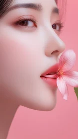 Digital portrait profile with floral accent and soft gradients.