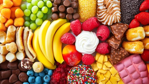 Confectionery and Produce Assemblage: Polychromatic Culinary Composition Analysis.