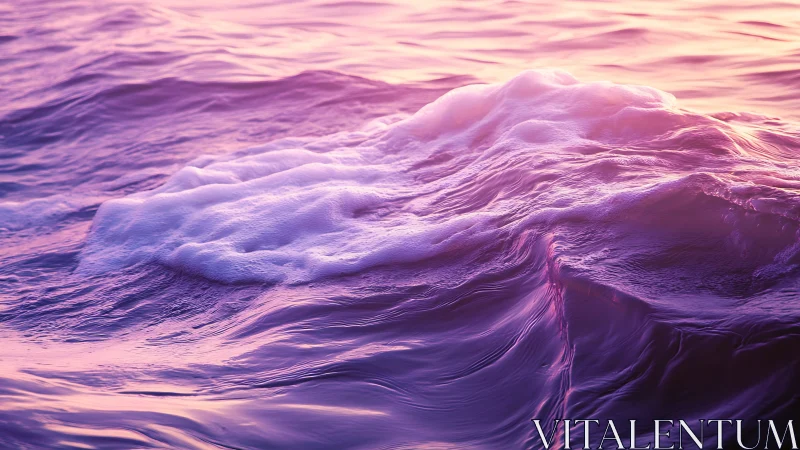 Dreamy pink tide rolling through sunset-swept water.
