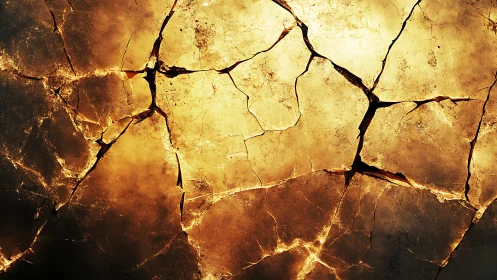 Cracked Earth Texture with Golden Heat Patterns.