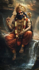 Majestic river sage crowned in molten dusk and marigolds.