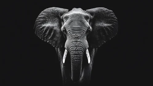 Midnight tusk monarch in stark monochrome silence.