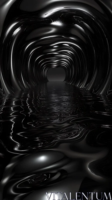 Specular black fluid tunnel with reflective wave geometry.