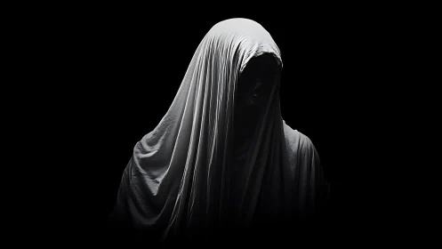 Veiled shadow leans forward and quietly devours the light