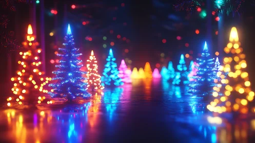Neon Frost Forest of Glittering Holiday Micro Trees.