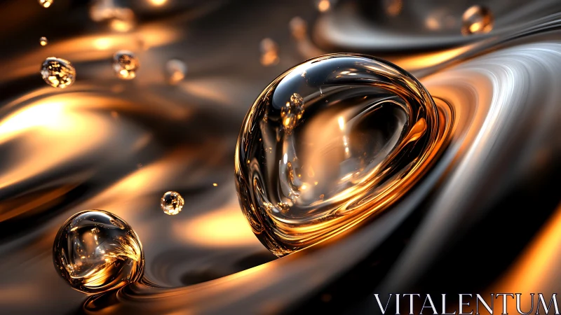 Highly reflective liquid spheres interact with molten metallic waves