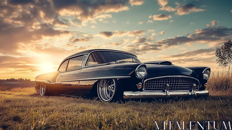 Low-slung midnight cruiser drinks in the last sunset light