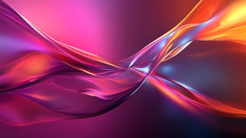 Glowing ribbons of color weaving through vibrant voids.