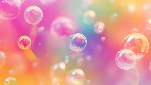 Shimmering soap bubble carnival over dreamy pastel skies.