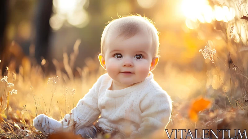 Infant Subject in Golden Hour Backlighting with Botanical Environment.