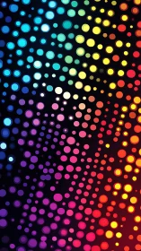 Orbiting neon bubbles in a cascading rainbow dot storm.