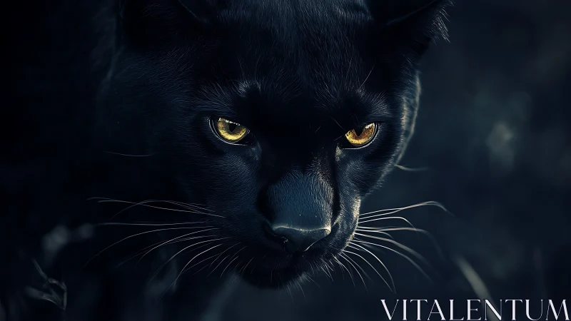 Black Panther Close-Up: Golden Eyes in Deep Shadow