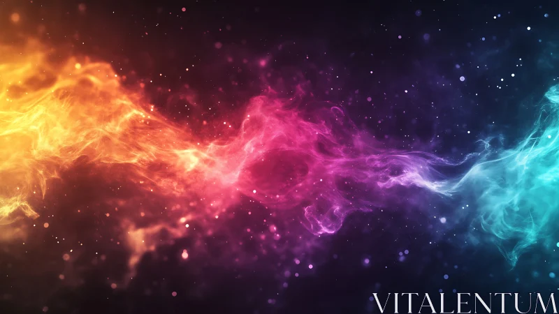 Multicolor plasma nebula stream rendered as high-energy particle flow