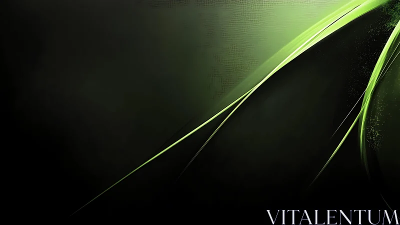 Abstract green light streaks on dark background, digital style.