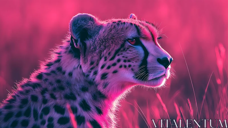 Neon-Illuminated Cheetah Profile: Chromatic Light Study.