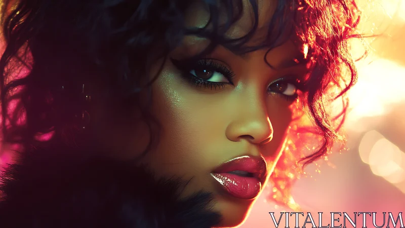 Sultry neon portrait in soft-focus cinematic lighting.