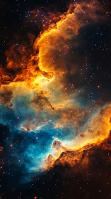 Digital nebula strata with luminous stellar dust contours.