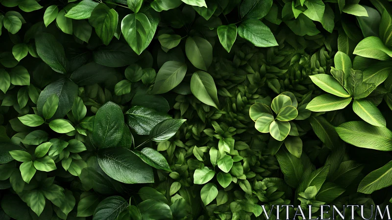 Dense tropical foliage fills frame with layered glossy leaves