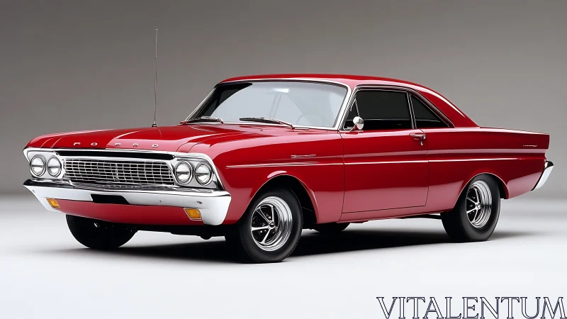 Red vintage Ford coupe displayed in clean studio lighting