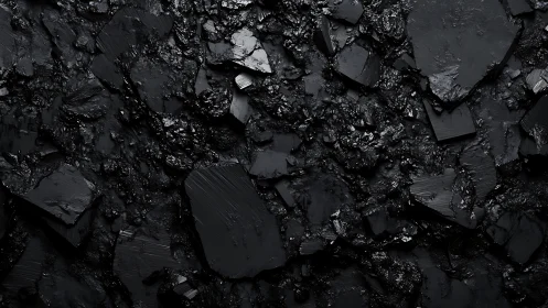 Glossy black rock texture with sharp fragmented surfaces