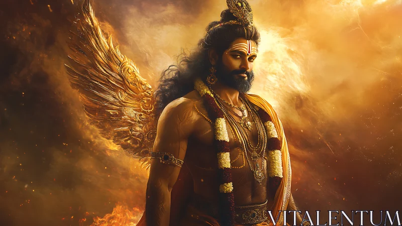 Radiant winged deity bathed in golden celestial light.