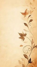 Elegant sepia floral vine decorates soft parchment backdrop.