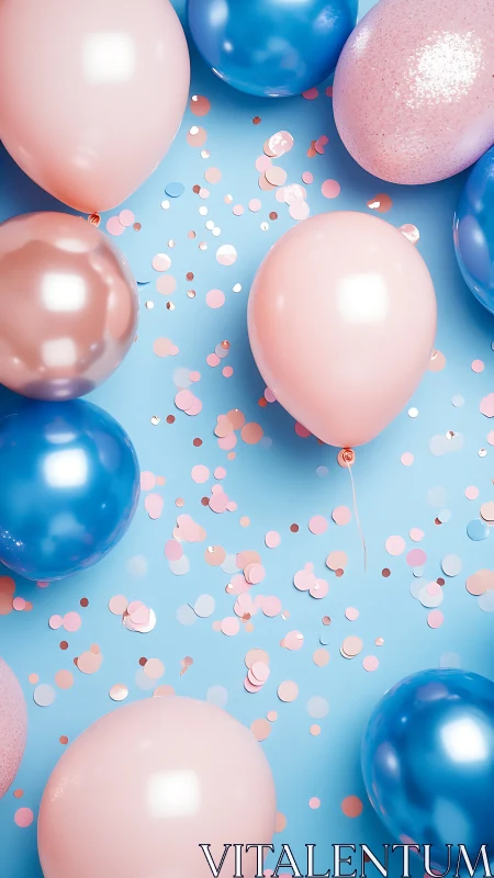 Playful Party Balloons Dancing on a Cheerful Blue Background.