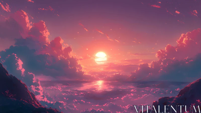 Gentle pastel sunset glowing over dreamy cloud oceans.