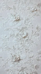 Embossed ivory floral relief wallpaper with sculpted peonies.
