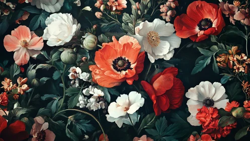 Vibrant Garden Dreams in Red and White.