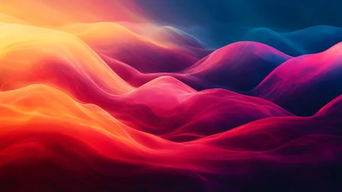 Color‑graded layered waveforms form continuous abstract terrain