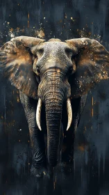 Tusks of thunder stride forward through midnight paint splashes