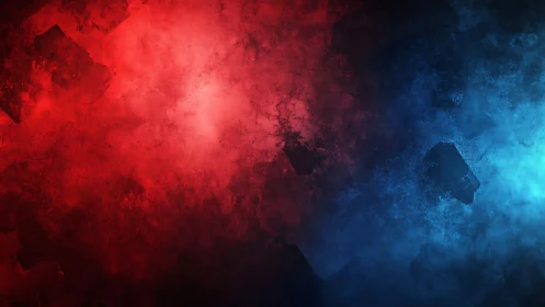 Digital painting of red and blue opposing atmospheric fields.