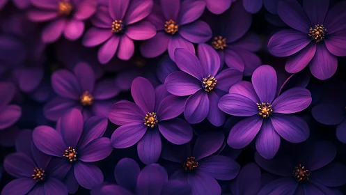 Purple Cosmos Flowers with Golden Stamens