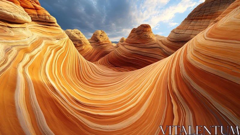 Curved sandstone waves carve fluid desert canyon forms.