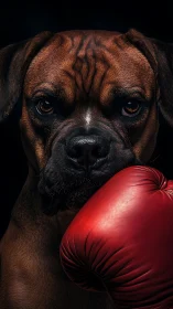 Meet the Champion: Boxer Dog With Boxing Gloves Ready