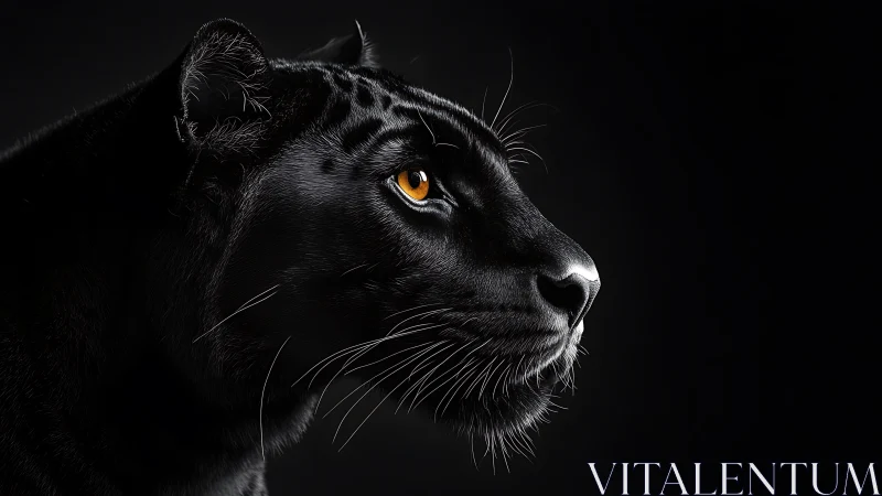 Black Leopard's Gaze in Shadow.