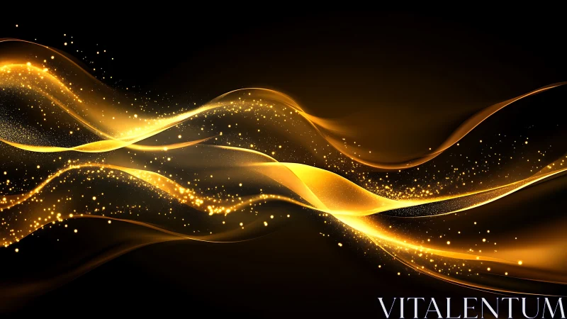 Golden light waves flowing softly through the dark.