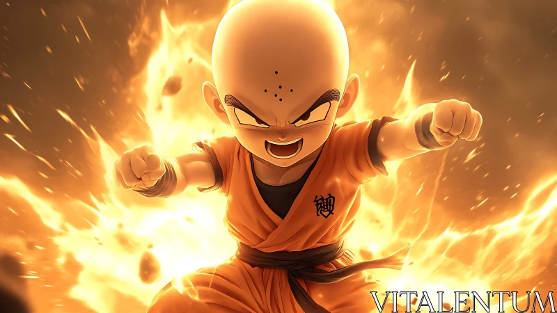 Fiery martial artist charging forward in explosive aura.