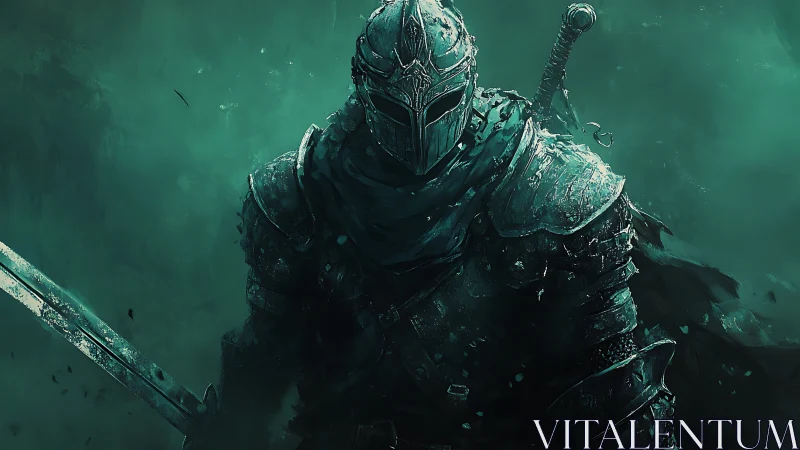 Emerald mist knight advancing with weathered greatsword.