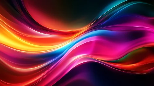 Radiant neon color waves flow across a luminous horizon.