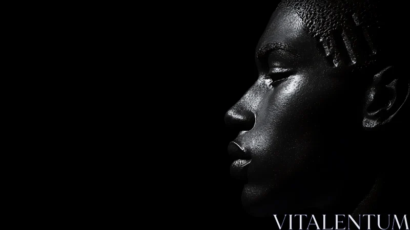 High contrast side profile portrait with specular rim lighting