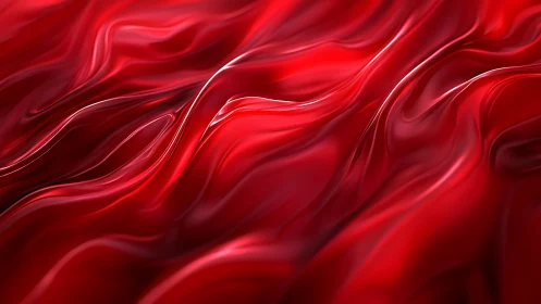 Flowing Red Silk Abstract Texture, Modern Digital Art Style.