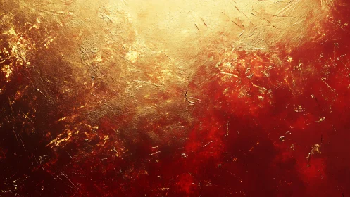 Gold and Red Abstract Texture with Metallic Shine and Depth.