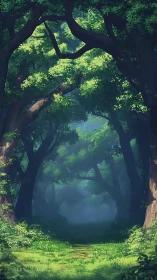 Luminous Forest Canopy Creating Natural Gateway.