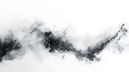 Soft monochrome ink swirls drift gently across white space