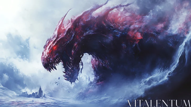 Colossal spectral sea entity looming over distant coast.