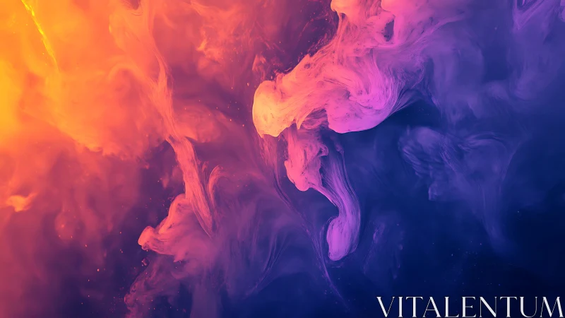 Color gradient abstract ink clouds in fluid motion field.