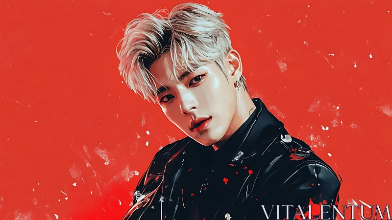 Crimson storm pauses around a silver-haired rebel’s gaze