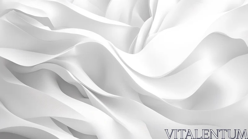 Flowing White Abstract Waves in Minimalist 3D Art Style.